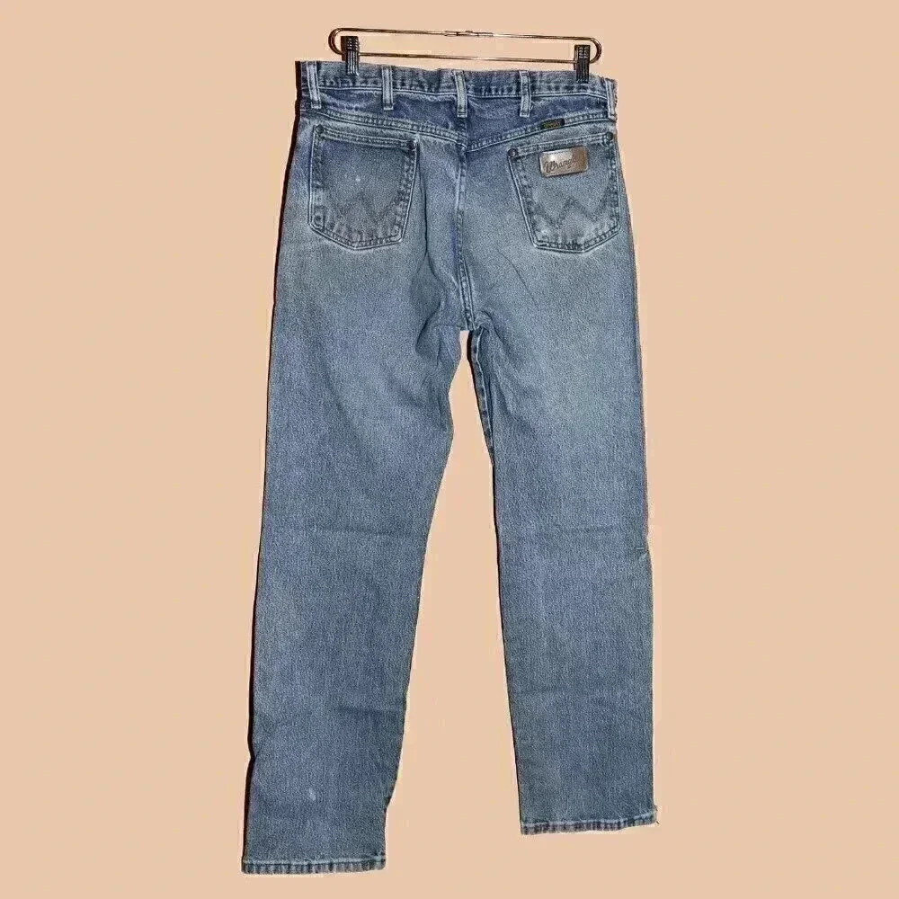 Ripped Denim Wrangler Jeans Size 34x34‎ Distressed Blue Jeans